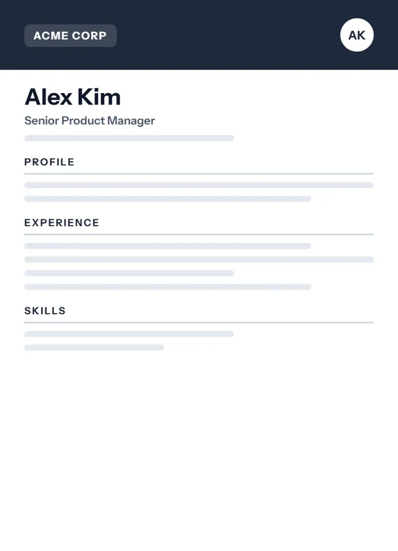 Custom Corporate CV template preview