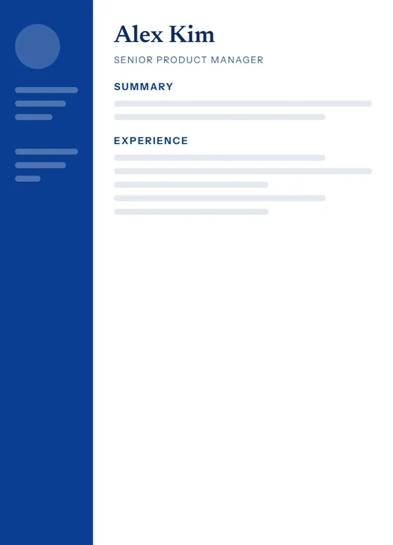Executive Navy CV template preview